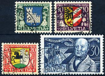 Briefmarken: J53-J56 - 1930 Städtewappen und Bildnis Jeremias Gotthelf