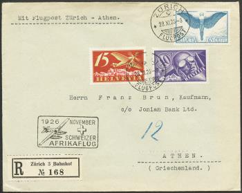 Thumb-1: SF26.7b - 7. Dezember 1926, 1er vol Swiss Africa Zurich-Le Cap