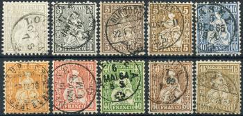 Briefmarken: 28-36,30b - 1862-1864 Sitzende Helvetia, weisses Papier