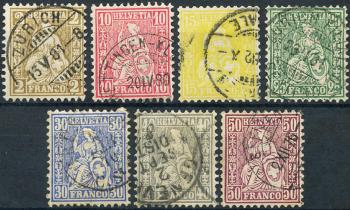 Briefmarken: 37-43 - 1867-1878 Sitzende Helvetia, weisses Papier