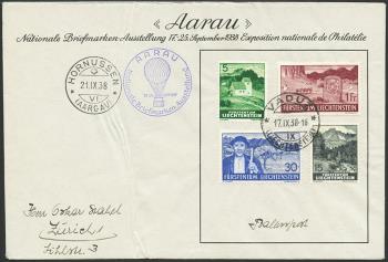 Stamps: SF38.2 aL. - 21. September 1938 Balloon post Aarau - Hornussen