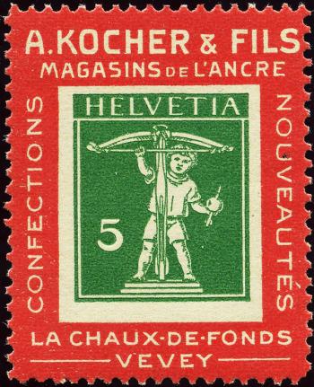 Briefmarken: KO2d - 1909 Wertzeichen auf Kocher-Reklameetiketten