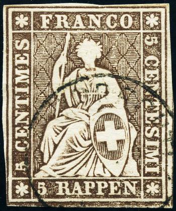 Briefmarken: 22G - 1859 Berner Druck, 4. Druckperiode, Zürcher Papier