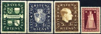 Briefmarken: FL147-FL150 - 1939-1941 Wappen, Fürst und Madonna von Dux