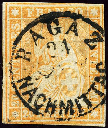Briefmarken: 25D - 1857 Berner Druck, 3. Druckperiode, Zürcher Papier