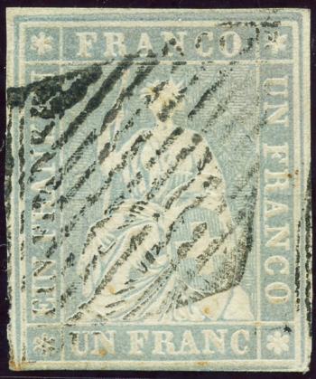 Timbres: 27C - 1855 Estampe de Berne, 2e période d'impression, papier de Munich