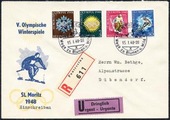 Thumb-1: W25-W28 - 1948, Special stamps for the Olympic Winter Games in St. Moritz