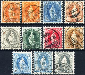 Briefmarken: 86A-89B - 1905-1906 Stehende Helvetia, weisses Papier, 13+14 Zähne, WZ