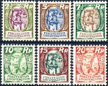 Briefmarken: FL64-FL69 - 1924-27 Winzer oder Schlosshof Vaduz