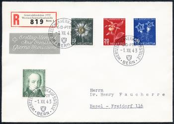 Thumb-1: J105-J108 - 1943, Portrait d'Emmanuel V. Fellenbergs et fleurs alpines