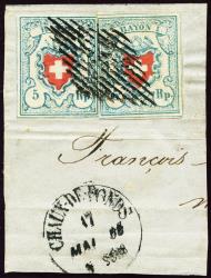Stamps: 17II-T16+T17 C2-RO - 1851 Rayon I, without cross border