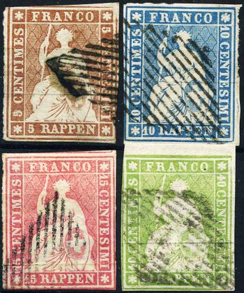 Stamps: 22A-26A - 1854 Munich pressure, 3rd printing period, Munich paper