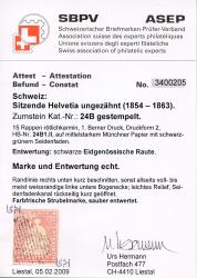 Thumb-2: 22B-25B - 1854-1855, Impression de Berne, 1ère période d'impression, papier de Munich