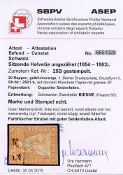Thumb-3: 22B-25B - 1854-1855, Tipografia Berna, 1° periodo di stampa, carta Monaco