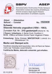 Thumb-2: 21G-26G - 1857-1862, Estampe de Berne, 4e période d'impression, papier de Zurich