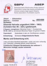 Thumb-2: 22Aa - 1854, Pression de Munich, 1ère période d'impression, papier de Munich