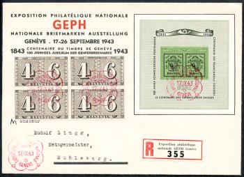Thumb-1: W18 - 1943, Gedenkblock zur Nationalen Briefmarkenausstellung in Genf