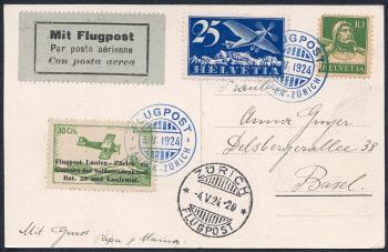 Stamps: SF24.2c - 4. Mai 1924 Flight day running