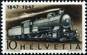 Timbres: 278b - 1947 100 ans de chemins de fer suisses