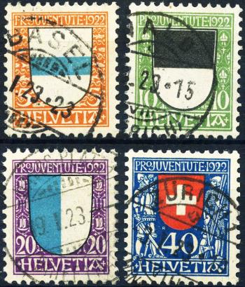 Stamps: J21-J24 - 1922 Kantons- und Schweizer Wappen