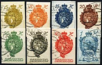 Stamps: FL17-FL24 - 1920 Coat of arms pattern or Vaduz Castle