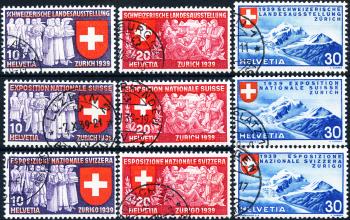 Francobolli: 219-227 - 1939 Esposizione nazionale svizzera a Zurigo