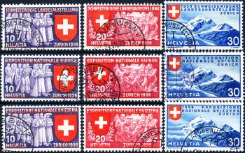 Timbres: 219-227 - 1939 Exposition nationale suisse à Zurich