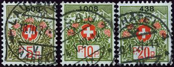 Timbres: PF8-PF10 - 1926 Armoiries suisses et roses alpines