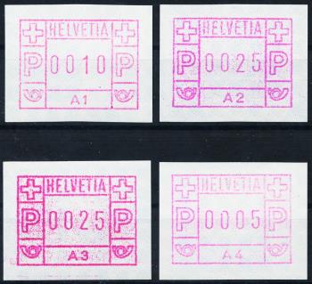 Timbres: ATM1I-ATM1IV - 1976 Type 1 avec désignation de machine A1-A4