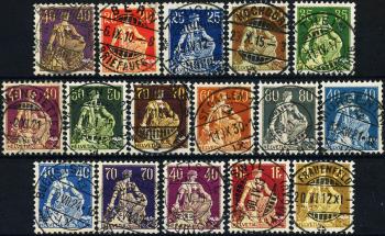 Briefmarken: 107-116 - 1908-1925 Faserpapier