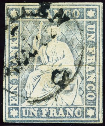 Thumb-1: 27E - 1857, Estampe de Berne, 2e période d'impression, papier de Munich