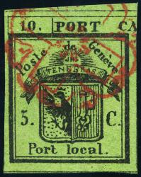 Stamps: 4L - 1843 Half double geneva