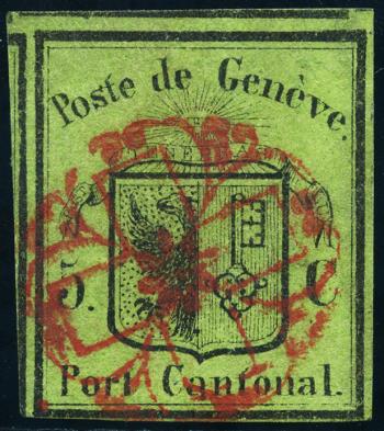 Timbres: 5 - 1845 Canton de Genève, c