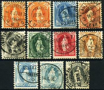 Briefmarken: 86A-89B - 1905-1906 Stehende Helvetia, weisses Papier, 13+14 Zähne, WZ