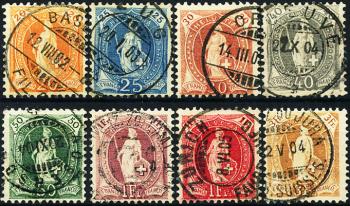 Briefmarken: 66E-72E - 1900-1903 Stehende Helvetia, weisses Papier, 14 Zähne, KZ B