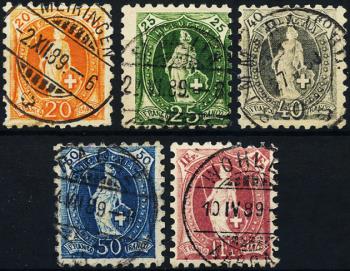 Stamps: 66B-71B - 1888-1889 Standing Helvetia, white paper, 11 teeth, KZ A
