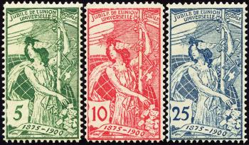 Briefmarken: 77A-79A - 1900 25 Jahre Weltpostverein