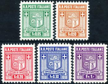Briefmarken: C1-C5 - 1944 Gemeindemarken von Campione, gemischte Zähnung
