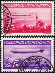 Briefmarken: F14-F15 - 1936 Zeppelin über Liechtenstein