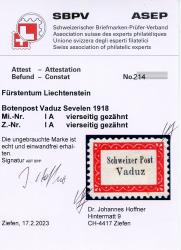 Thumb-2: FL-IC - 1918, Courier post Vaduz-Sevelen