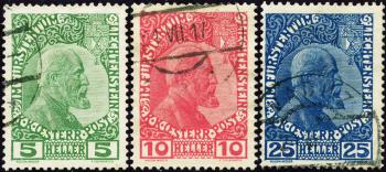 Francobolli: FL1y-FL3y - 1915 Prince Johann II, carta comune