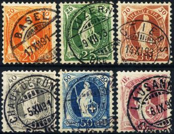 Briefmarken: 66C-71C - 1891 Stehende Helvetia, weisses Papier, 13 Zähne, KZ A