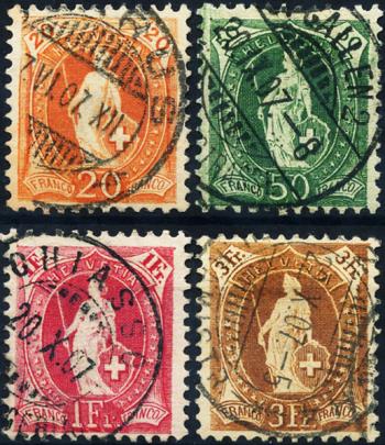 Stamps: 86C-92C - 1907 Standing Helvetia, white paper, 14 teeth, WZ