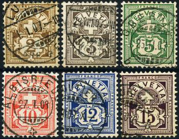 Stamps: 80-85 - 1906 Numeral pattern, fiber paper with WZ