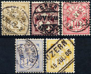 Timbres: 53-57 - 1882 Ziffermuster, weisses Papier, KZ A