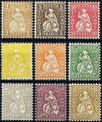 Briefmarken: 44-52 - 1881 Faserpapier