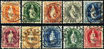 Stamps: 66D-75D - 1895-1900 Standing Helvetia, white paper, 13 teeth, KZ B