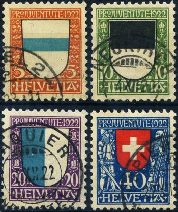 Timbres: J21-J24 - 1922 Armoiries cantonales et suisses