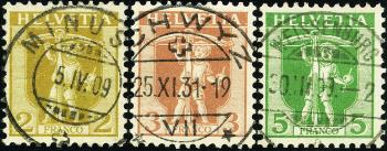 Briefmarken: 101-103 - 1907 Tellknabe im Rahmen
