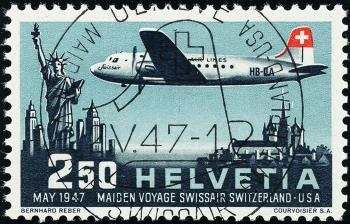 Briefmarken: F42 - 1947 Swissair Sonderflugpostmarke
